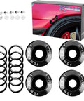 JDM Black Bumper Quick Release Fasteners Kit With Rubber Bands O Rings And Washers Universal Fit For Car Bumpers