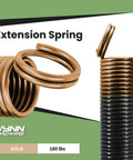 Heavy Duty 180 Lb Garage Door Extension Springs Two Pack With Double Loop Design And Precision E Coating in gold color