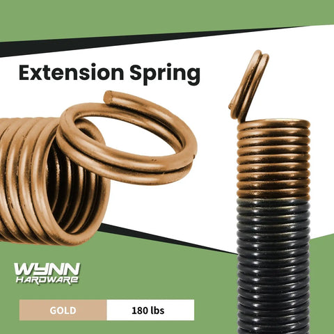 Heavy Duty 180 Lb Garage Door Extension Springs Two Pack With Double Loop Design And Precision E Coating in gold color