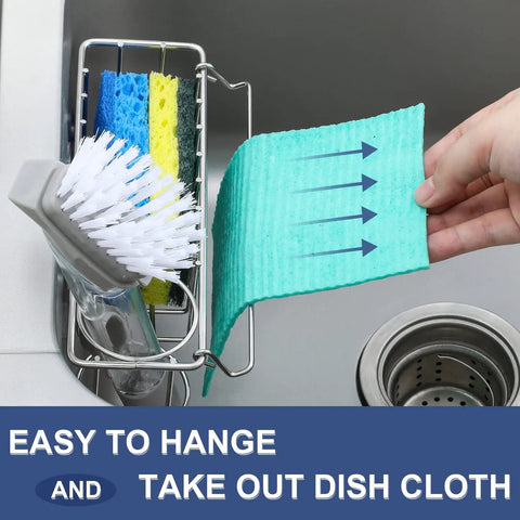 Heavy Duty 304 Stainless Steel 3 In 1 Kitchen Sink Sponge Caddy With Grip Tight Suction And Quick Peel Stick Mounts For Sponges Brushes And Cleaning Supplies Zero Drilling Required