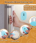 XANGNIER magnetic bread scoring tool with retractable blade and 5 replaceable blades, light blue handle.