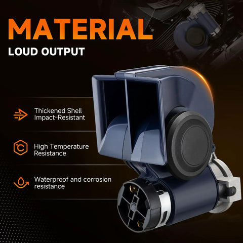 Badass Snail Air Horn Pumps Out Straight Up Knockout Volume For Trucks Cars And Bikes Featuring Built In Air Pump With Ready To Rock 12 Volt Wiring Relay Harness For Plug Play Installation showing thickened impact-resistant shell.
