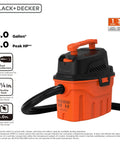 No Sweat Three Gallon Wet Dry Shop Vacuum Portable Corded Build With Smart Float Valve And Ten Foot Reach Comes Ready With Full Tool Kit, 3.0 gal, 3.0 Peak HP, features dust collection.