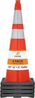 36 Inch Super Sturdy Orange Traffic Cones With Six Inch And Four Inch Collars In A Four Pack Premium Grade PVC Plastic Safety Cones