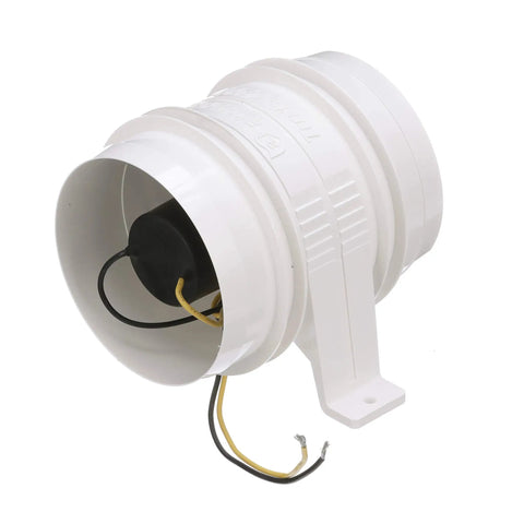 Turbo 4000 Series II In Line Blower For 4 Inch Vent Hose Water Resistant 12 Volt Marine Vent Fan side view