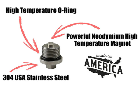 Stainless Steel Rear Transmission Magnetic Fill And Drain Plug With 10mm Hex Head Upgraded Neodymium Magnet Made In USA