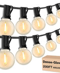 Outdoor String Lights 200 Ft Connectable G40 LED Bulbs 104 Count Shatterproof Waterproof Patio