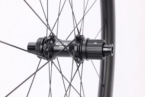 Close-up of 36T Ratchet Hub with Sapim CX Ray Spokes from G40 G50 Carbon Gravel Wheelset Hooked Rim 700C Disc