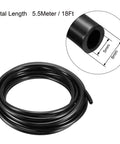 Black coil of Durable PU Polyurethane Air Tubing 8mm OD by 5mm ID, 5.5m length, with detail on dimensions, for pneumatic tools and air compressors