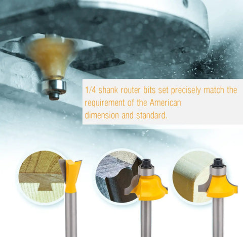 Roundover Router Bit Set With 1 Quarter Inch Shank 15 Piece Carbide Bits For Woodworking DIY Projects in use on wood