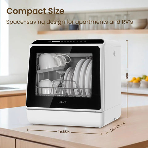Compact Countertop Dishwasher With Six Wash Cycles And A Built In Five Liter Water Tank Needs Absolutely No Plumbing Hookups Fast Setup Delivers Top Tier Cleaning To Any Space Making Busy Routines An Absolute Breeze on kitchen counter