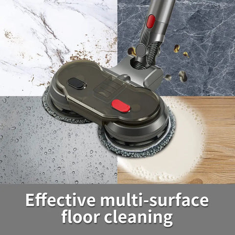 Electric Mop Attachment For Dyson V7 V8 V10 V11 Vacuums With LED Headlights And Water Reservoir on various floor surfaces