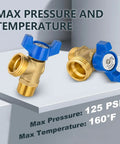 Five Pack Boiler Drain Valves, Three Quarter Inch Male Iron Pipe To Three Quarter Inch Male Hose Thread Brass Fittings, Blue