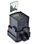 12V 20/40 Amp SPDT Relay With Weatherproof Bracket shown from side view with multi color high current design