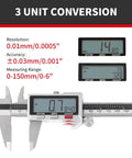 8 Inch Digital Caliper In Stainless Steel IP54 With Inch Millimeter Fraction Conversion And Large LCD Screen 0.001in Precision