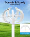 600W DC 24V Vertical Axis Wind Turbine Kit With Five Blades Lantern Motor Flange Plate And Controller For Home Use Boat Or Ship Off Grid Power Beast For Outdoor Use Renewable Energy Starter Marine Grade Weather Resistant Easy Install And Maintenance showcasing durable nylon blades in rainy weather