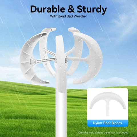 600W 24V Automatic Five Blade Home Wind Turbine Generator System With Controller, nylon fiber, outdoors in rain