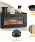 Stackable Pine Wood Bread Box For Kitchen Countertop With Magnetic Acrylic Door Large Black Keeps Bread Fresh For Days