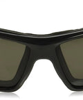 Converter Safety Glasses With Black Frame And Smoke Anti Fog Lens, front view showcasing foam shield debris protection