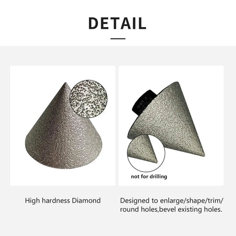 Pro Grade Diamond Beveling Chamfer Bit For Tile And Stone, 2 Inch Diameter, 60 Degree Edge Bevel, 80 Grit, Five Eighths Inch Eleven Thread