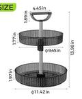 2-Tier Lazy Susan With 360 Degree Rotation Height Adjustable Turntable Organizer Rack for Spice Jars and Bottles, Size Description
