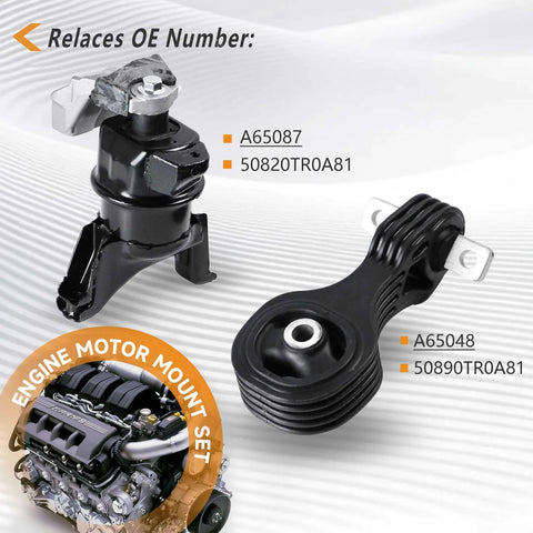 Honda Civic 1.8L Beefed Up Engine Mount Set For 2012 2013 2014 2015 Front and Rear Mounts With Part Numbers A65087,A65048