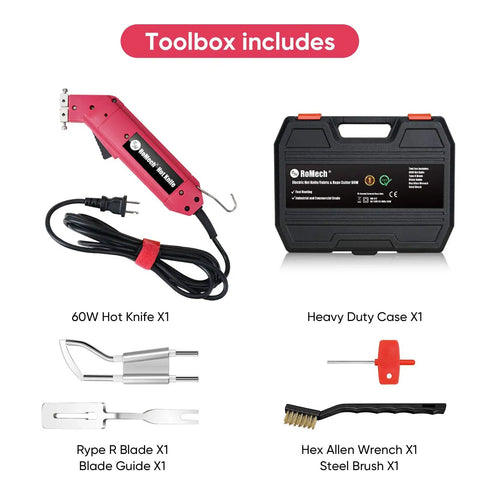 60W Fabric Cutter And Rope Cutter Pro Electric Hot Knife Heat Sealer With Adjustable Power Built For Pros Cutting Tool Kit With Blades And Accessories For Clean Edges And Quick Seals Ideal For Fabrics Ropes And DIY Crafts