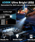Beast Mode Cordless Air Duster With LED Light, 180000 RPM turbo cleaning shown illuminating car engine at night