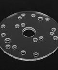 Clear Universal Router Sub Base Plate With Centering Pin And Mounting Screws For Trim Routers, 164mm diameter, solid acrylic material.