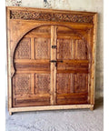 Hand Carved Barn Door With Classic Rustic Charm, Solid Wood Interior Door For Sliding Or Hinged Use, Double Door Option
