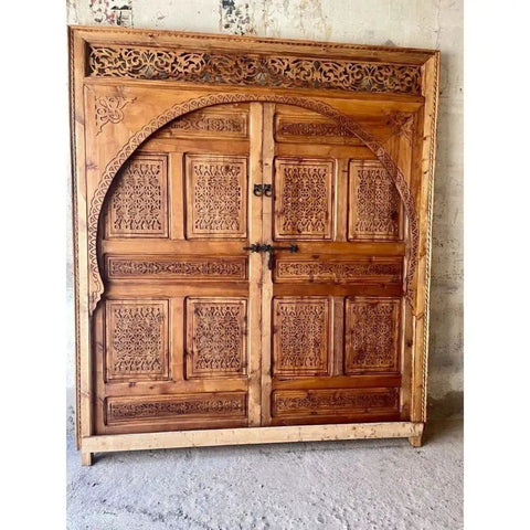 Hand Carved Barn Door With Classic Rustic Charm, Solid Wood Interior Door For Sliding Or Hinged Use, Double Door Option