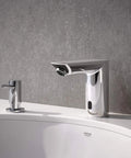 Cosmopolitan E Touchless Electronic Faucet With Battery Power DC Infrared Sensor Starlight Chrome Finish kitchen sink view