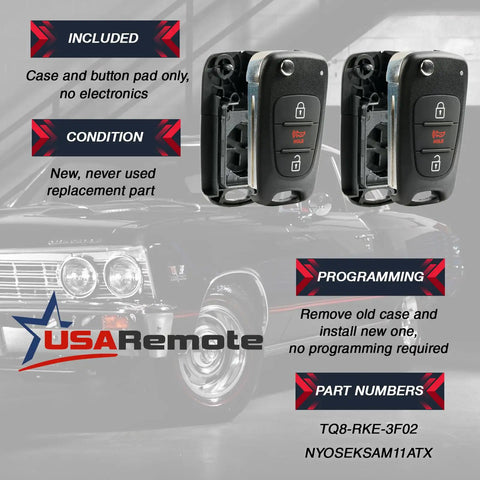 Kia Rio 2012 2014 And Kia Soul 2010 2013 Flip Key Fob Remote Case Shell Two Pack Easy Swap With Button Pad Uncut Blade Included No Electronics Reprogramming Not Required