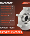 Front Wheel Hub And Bearing Assembly Pair For Toyota Prius 2010 2015 And Prius Plug In 2012 2015 Also Fits Lexus CT200h 2011 2016 Includes Driver And Passenger Sides, showing specifications.