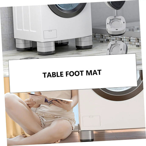 4 Pack Silicone Washing Machine Feet Pads, Anti Slip Leg Pads with washer showing vibration control and noise reduction
