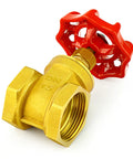 1-1/4 Inch Brass Gate Valve, Heavy Duty Rotary Valve With Female X Female Threads, Wheel Handle, For Water Oil Gas
