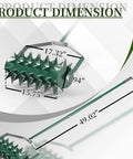 Rolling Lawn Aerator With Double Spike Design, Heavy Duty Manual Aerator Tool, Adjustable Handle shown with dimensions