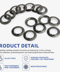 Front view of locking 5/8-inch push-on washer set (20) in phosphate-coated steel with oil, for hand truck axles.