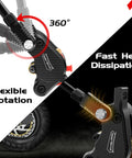 High Performance Electric Scooter Hydraulic Disc Brake Kit With Two Pin Power Off System showing 360 degree rotation and heat dissipation