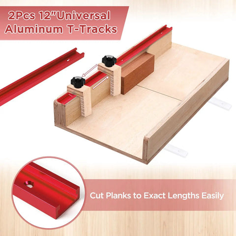 Pro Grade Table Saw Crosscut Sled Kit With 2 Aluminum T Tracks 2 UHMW Miter Bars Knobs And Bolts And 16 Screws For DIY Woodworking