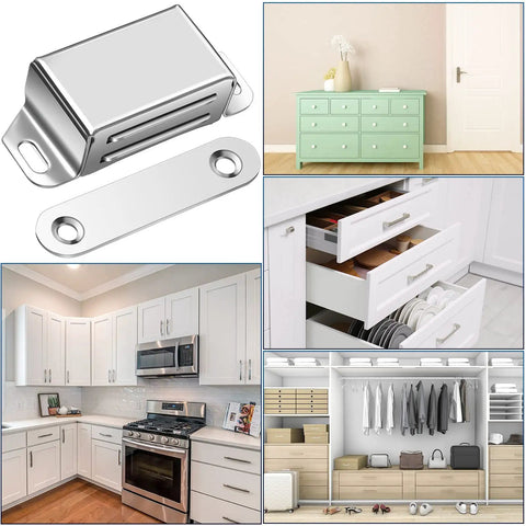 Heavy Duty Magnetic Door Catch Set 24 Pack That Grips Up To 25 Lbs Stainless Steel Cabinet Magnets Latch Hardware in use