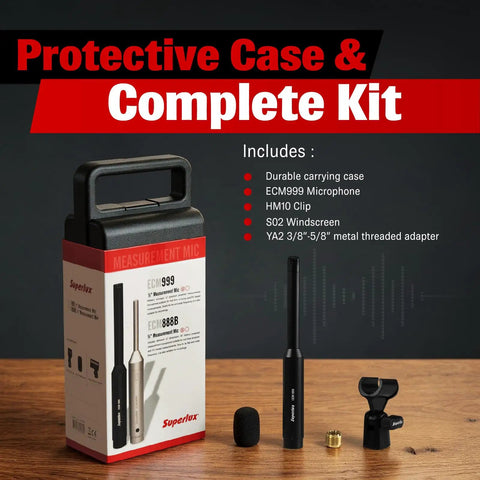 ECM999 Measurement Microphone For Room Calibration And Audio Testing Gear with complete kit including case and clip