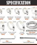 All Purpose 185 Piece Stainless Steel Hose Clamps Kit With 8 Sizes Heavy Duty Adjustable Worm Gear Clamps From One Quarter Inch To Two Inches For Fuel Lines Pipes Automotive Radiator Plumbing And Garden, showing various clamp sizes with tools.