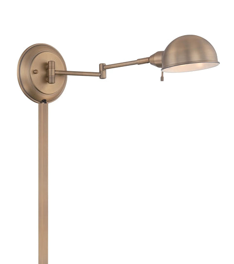 Antique Brass Swing Arm Wall Sconce Lamp With Bulb Included, 13W CFL E27 Socket, Dry Location Safety Listed, vintage style