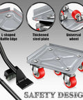 Heavy Duty 500kg Furniture Moving Dollies With Pry Bar, 4 Carbon Steel Square Dollies With Non Slip Pads And Swivel Casters, Perfect For Couches, Cabinets, Appliances, showing close-up of steel plate and swivel casters