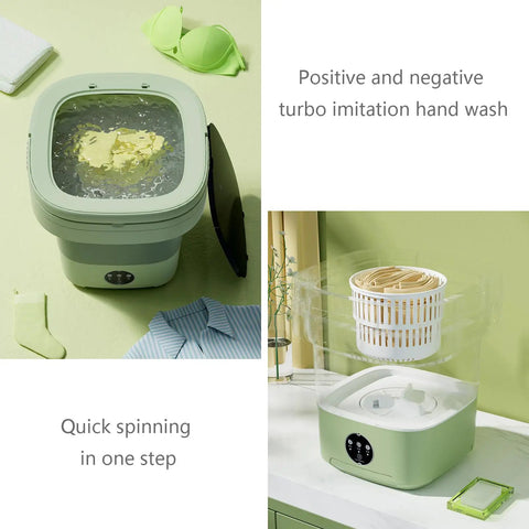 Ridiculously Compact Ten Liter Foldable Mini Washing Machine Featuring Three Auto Wash Cycles Ultrasonic Deep Cleaning And Blue Light Sterilization Makes Laundry Day An Absolute Breeze For College Dorms And Small Bedrooms.