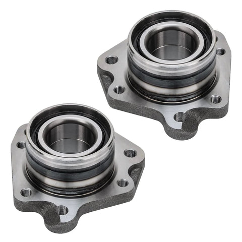 Rear Wheel Bearing Modules Kit For Honda CR V 1997 1998 1999 2000 2001 Includes 2 Rear Wheel Bearing Modules Assembly And 2 Stabilizer Sway Bar End Links Replacement For A Smoother Ride, two metal wheel bearing assemblies, top view