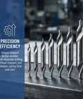 Top Shelf 7 Piece Center Drill Bit Set Crafted From Heavy Duty M2 High Speed Steel With A Sharp 60 Degree Countersink Design Ideal For Lathe Work And Shop Metalworking Tasks Featuring A Dead Reliable Range Of Exact Hole Sizes Included, displaying sizes from 2.0mm to 6.0mm