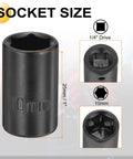 Premium Cr-V Steel 10mm Shallow 6-Point Impact Socket With 1/4 Inch Drive, 25 Mm Depth Plus Extra Long Hex Shank Adapter For Tight Spots And Bolt Removal Jobs, 10mm socket close-up