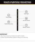 Diagram showing 14 Ft Beefy Modular Ground Mount Pole Kit With Drive In Install No Digging Or Concrete for multiple attachments.